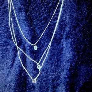 Three layer necklace with CZ stones